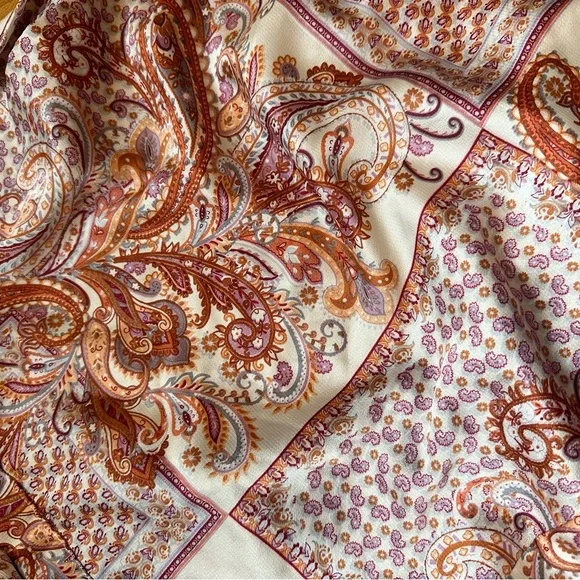 NEW Lulu's Satin Take A Walk With Me Paisley Wrap Front Midi Slip Skirt Medium - Picture 5 of 11